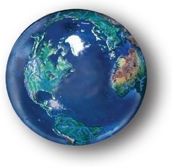 Blue Earth Marble with Natural Earth Continents, Recycled Glass, Pack of 10, 1 Inch Diameter