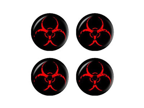 GRAPHICS & MORE Zombie Outbreak Response Vehicle Biohazard Red - Wheel Center Cap 3D Domed Set of 4 Stickers