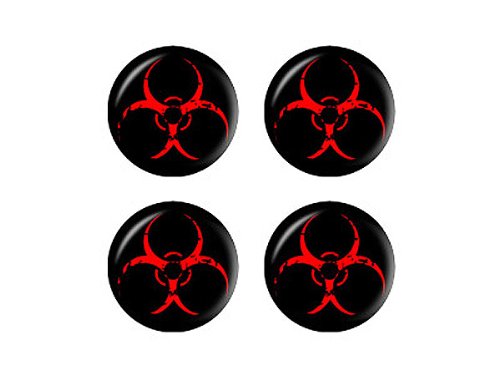 Graphics and More Zombie Outbreak Response Vehicle Biohazard Red - Wheel Center Cap 3D Domed Set of 4 Stickers