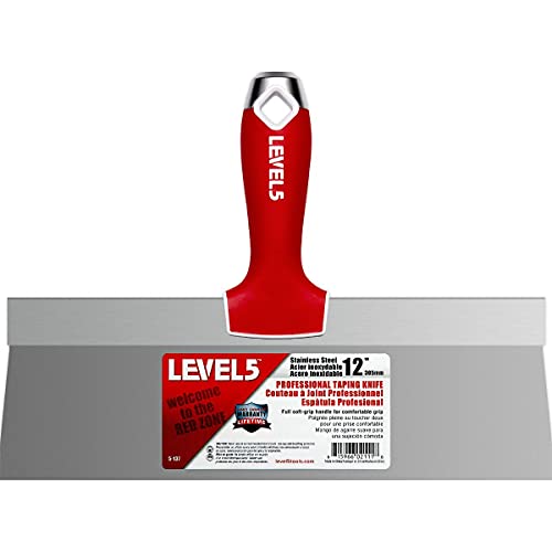 12" Soft-Grip Stainless Steel Taping Knife - LEVEL5 | Pro-Grade | Metal Hammer End | 5-137