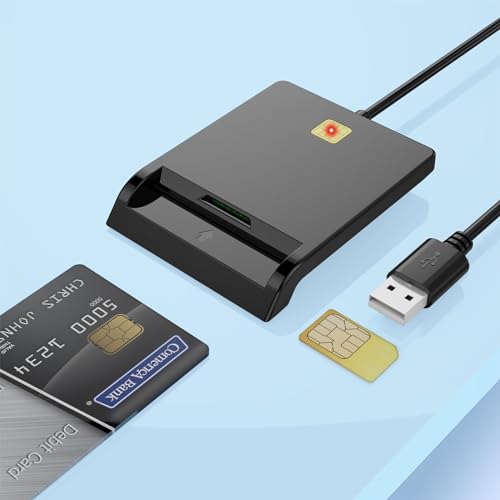 Belgischer Identitätskartenleser PC/SC USB Smart Card Reader, unterstützt digitale Signature, Kartenleser CAC, CRS, CNS, IC, SIM, Plug and Play, ohne Treiber, kompatibel mit Windows, Mac OS, Linux