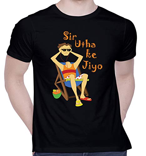 Image of CreativiT Graphic Printed T-Shirt for Unisex Chilled Out in Goa - Sir Utha Ke Jiyo Tshirt Tshirt | Casual Half Sleeve Round Neck T-Shirt | 100% Cotton | D00891-1
