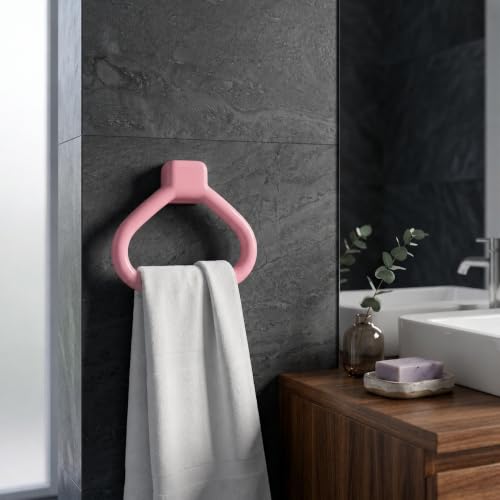 Image of CIPLA PLAST Rich Look Plastic Wall-Mounted Bathroom Mirror Cabinet with Storage Shelves, Single Door, Bathroom Mirror Cabinet with Towel Holder | (Pink)