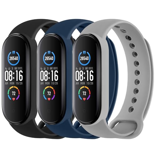 Yisica Armband Kompatibel mit Xiaomi Mi Band 5/6 Weiches Silikon Verstellbare Fitness Ersatzbänder für Xiaomi Mi Band 6/5 Armband Wasserdicht Ersatzarmband Damen Herren (APack)