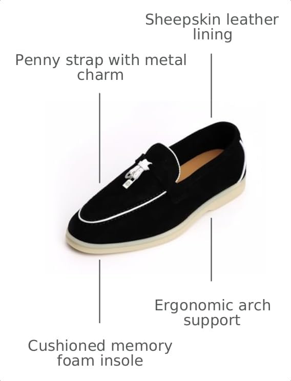 Image of XOBZJH Women's Leather Suede Loafers Flats - Slip-On Penny Loafers with Soft, Comfortable Driving & Dress Shoes for Casual Office Work All Day