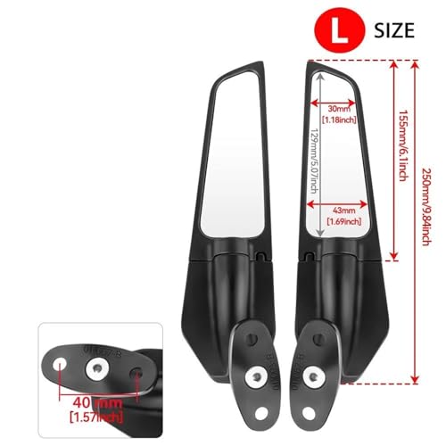 Espejo retrovisor de motocicleta wind wing ajustable negro CBR250R CNC 3