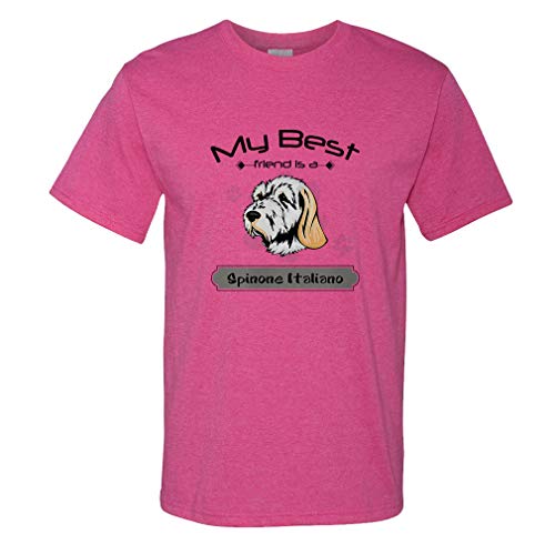 Custom Funny Graphic T Shirts for Men My Best Friend is Spinone Italiano Dog Cotton Top Hot Pink Design Only Large