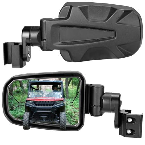 KEMIMOTO CNC Aluminum Clamp Pro-Fit Side Mirrors Adjustable Surface Rearview Mirrors Compatible with Polaris Ranger General Can-Am Defender Maverick Trail