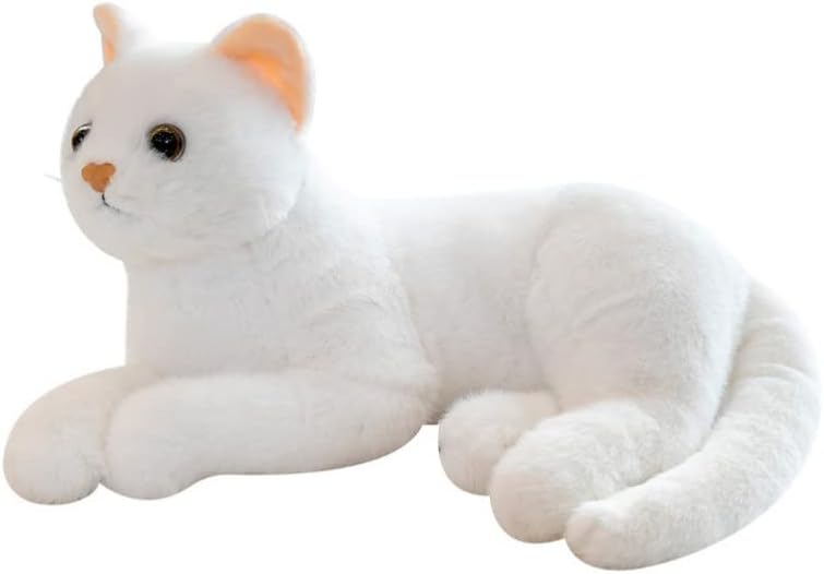 Kisangel 1pc Plush Cat Stuffed Animal Cats That Look Real Plush Stuffed Toy Cat for Babies Boys& Girls (White)
