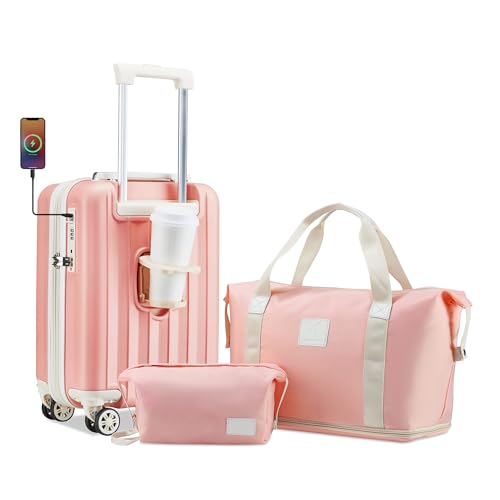 imiomo 18 Expandable Carry-On Luggage with USB & Lock