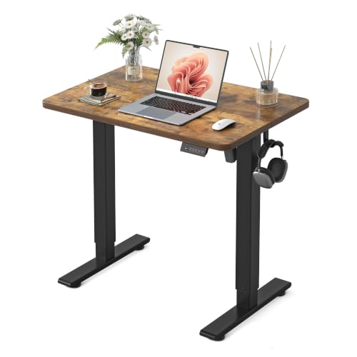 Image of FEZIBO Standing Desk 32 x 19 Inch Electric Height Adjustable, Rustic Brown