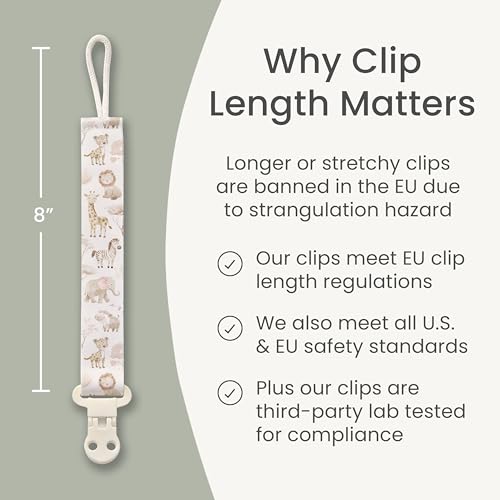 Image of Stadela Baby Pacifier Clip Holder - Girl or Boy Unisex 4 Pack Gift Set - Boho Modern Neutral Brown Yellow White Sage Green Solid Colors (Hayden)