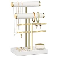 Josmimic 3 Tier Bracelet Holder Display - Detachable T Bar White Velvet Bracelet Holder, Jewelry Holder Organizer for Bracelet, Necklace, Watches, Rings