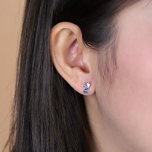 Boma Jewelry Sterling Silver Origami Fox Stud Earrings3