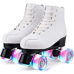 Patines Clasicos Patines LED,Patines En Paralelo Niña/Mujer,Patines 4 Ruedas Hombre,Top Alto Clásico PatinesSobreRuedas Adulto,monocromático es Adecuado para el Graffiti,Adecuado para Principiantes Al Aire Libre (40)