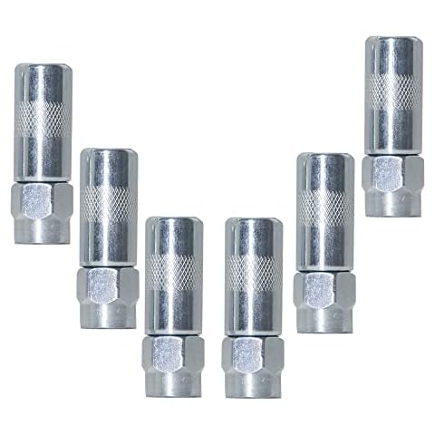 HANTUO - 6 PCS Grease Gun Nozzle tip, Grease Nozzle Metal Replacement Grease tip Nozzle Fitting Nipple Grease Gun Lubrication Accessories, Steel Copper Grease Gun Cover