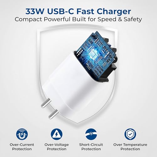 Image of 25W (PD 3.0 PPS 33W) Type-C Adaptor Compatible with Samsung-Galaxy S /A /M /F /Z Series | Super Fast AdaptorCompatible for S23 /S22 /S21 /21 fe /S20 /M14 5G /M34 /M54 /M53 5g /M33 /M13 /A34 /A54 5G (White)