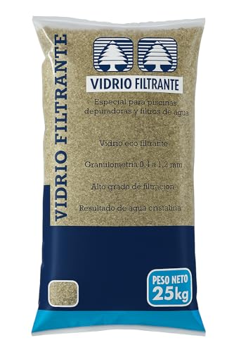 Vidrio filtrante para Piscina Ion Pure – 25 kg | Cristal Reciclado sin aristas | Granulometría 0,4–1,2 mm | Alto Rendimiento y filtración | Sustituye Arena de sílice