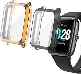 smaate Watch Cases with Screen Protector Compatible with GRV FC1, Fitpolo ID205L Smart Watch, 2-Pack, Rosegold-Black
