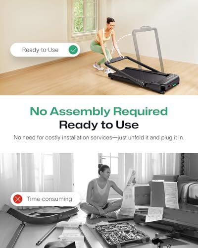 Image of UREVO Smart Treadmill with 9% Incline, 3-in-1 Foldable Treadmill with Handle for Home /Office Fitness, Runner-Focused Design, 6 HIIT Programs & Auto Incline Follow Mode, 2 Display Screens, Plug & Play