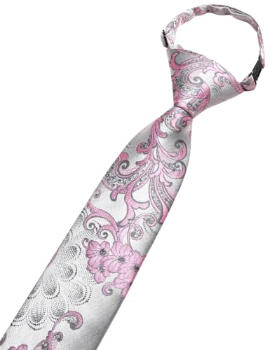 Image of Hi-Tie Boys Tie Pre-Tied Pocket Square Set Adjustable Kids Neckties Age 7-11 Years School UniForm Graduation