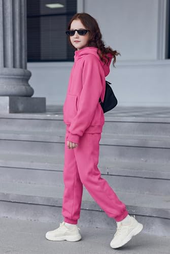 Image of Arshiner Girls 2 Piece Outfits Sweatsuit Half Zip Sweatshirt and Sweatpants | Fall Winter, Drop Shoulder Long Sleeve, Thumbhole Hoodies, with Sweatpant, Jogger Set, Sweat Set, Tracksuits with Pockets