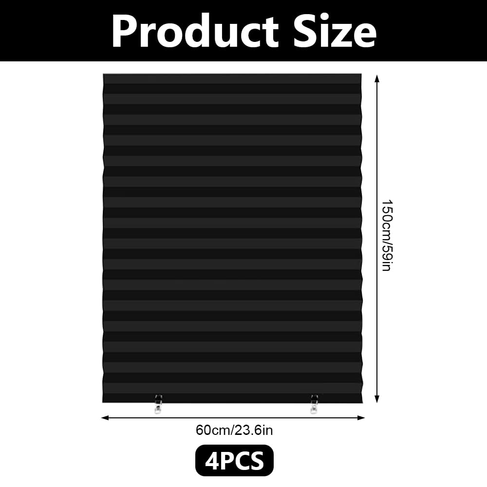 Lotvic 4 Pack Temporary Blinds, 60x150CM Stick on Blinds, Easy to Cut and Fit, No Drill Blind for Windows, Door, Kitchen, Bathroom, Bedroom Blackout Thermal Privacy Protection (Black, Light Filtering) - Image 3