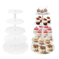 NCONCO 4 Tier Wooden Cupcake Display Stand, Wood Retail Countertop Display Shelves Rustic Party Risers Cake Stand Shelf Makeup Step Perfume Organizer for Spice Plant Dessert Craft Perfume