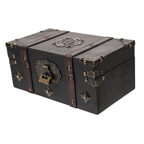 EXQUIMEUBLE 小型ジュエリーボックス 蓋付き アンティークデザイン キー付き収納ケース すっきり整理 小物入れ デスク上でコンパクトに使える