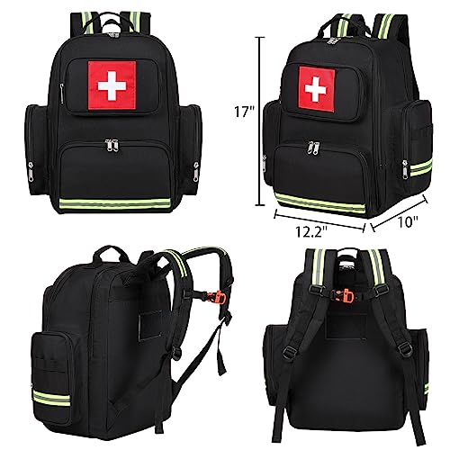Image of Gatycallaty First Aid Backpack Medical Emt First Responder Bag Empty Ems Emergency Home Health Hiking Trauma Travel Camping (Black, Large)