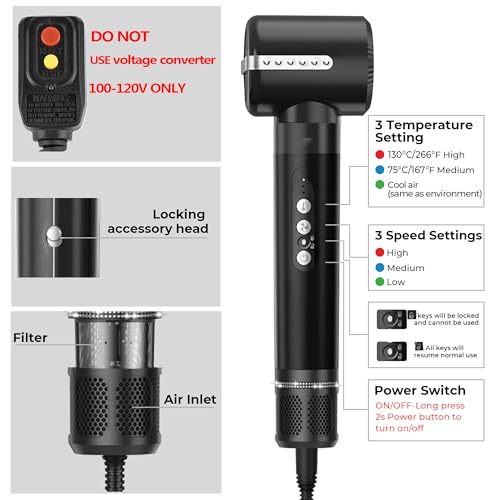 Image of Hair Dryer Brush 7 in ONE, Brush Blow Dryer with Diffuser,Powerful Blow Dryer Brush with Air Curler for Hair,Ionic Hot Air Brush Fast Dry, Volumize, Curls, Straight, Hair Styling Tools 100-120V