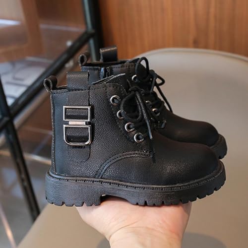 Ankle Boots for Girls Winter Warm Zip Up Leather Boots 2025 Fashion Lace Up Dress Booties for Little Kid Big Kid3