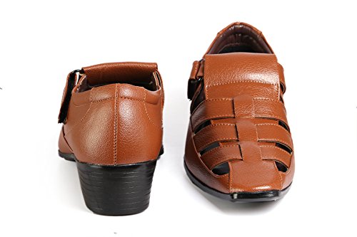 Image of BXXY Men's 2 inch Height Increasing Synthetic Material Formal Velcro Roman Sandals with Pu Sole.
