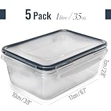 Food Storage Containers with Lids - Food Containers with Lids Plastic Containers with Lids [5 Pack, 35 Ounce] - Leak Proof Lunch Containers Plastic Storage Containers with Lids - Meal Prep Containers