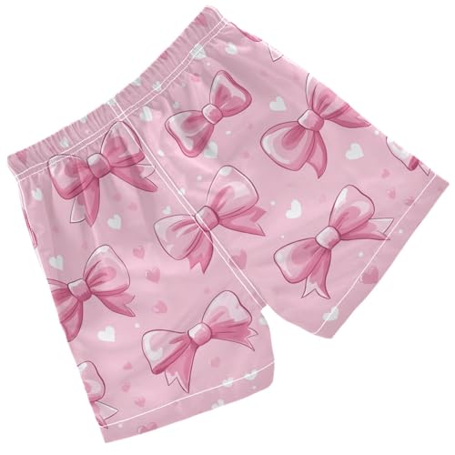 Pigsaly Boys Swim Trunks Charming Hearts Pink Bow Boys Board Shorts Swimsuit Swimwear Summer Bathing Suit 2T2