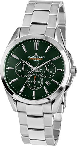 Preisvergleich Produktbild JACQUES LEMANS Herrenuhr Derby Metallband massiv Edelstahl Chronograph 1-1945F