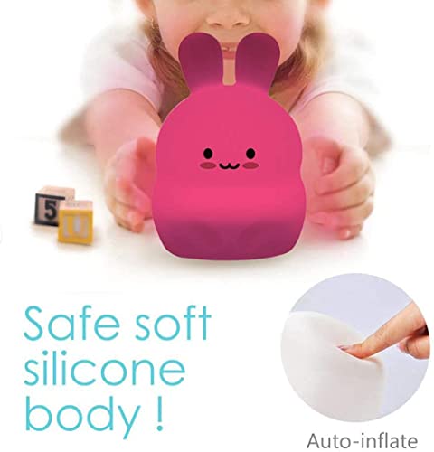 Image of Animal-Shaped Night Light, Rechargeable LED Soft Silicone (BPA Free) Bedside Lamp for Children /Adults, Adjustable Brightness and 9 Colors by Touch Control & Remote Control (Big Rabbit)