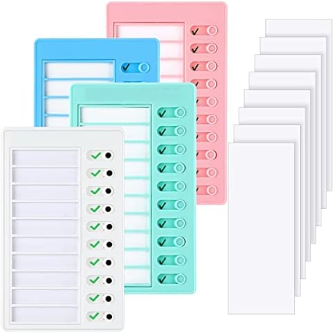 Queekay 4 Pcs Blank Chore Chart Kids Chore Chart, Plastic Checklist Board with 8 Detachable Cardstock to Do List for Home Routine Planning (White, Pink, Blue, Green) Cover