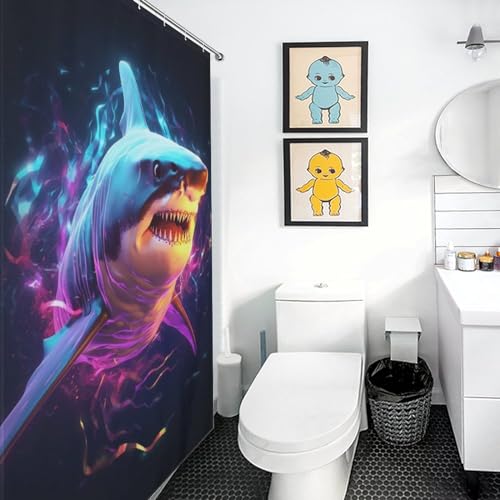 Rideau de douche requin imperméable en polyester de qualité supérieure - 3