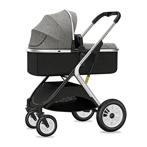 Carruaje portátil Camino de Asiento Ajustable Recién Nacido Reversible Correo de Cuna de Copa de Choque Ruedas de Goma de Caucho, cómodos cochecitos para niños para bebés (Color: Gris Oscuro)
