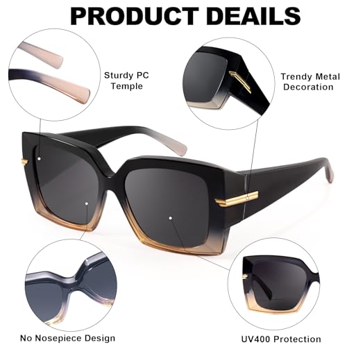 Trysee Oversized Polarized Fit Over Sunglasses for Women, Trendy Driving Shades to Wear Over Glasses UV Protection TS75194