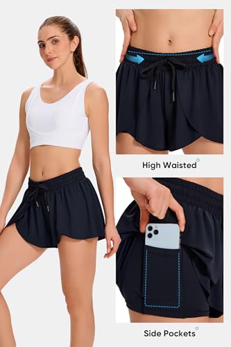 Flowy Running Shorts for Women Workout Athletic Gym Yoga Butterfly Skirt with Pockets Spandex Cute Clothes Summer4