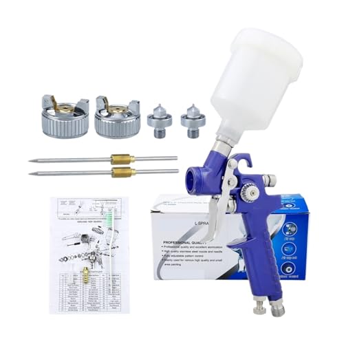スプレーガンプロフェッショナルミニ H-2000 空気圧ペイントスプレーガン電動工具 0.8/1.0 ミリメートル塗装車 Aerograph ツール HVLP スプレーガン 繊細なスプレー効果(0.8 1.0mm nozzle set)