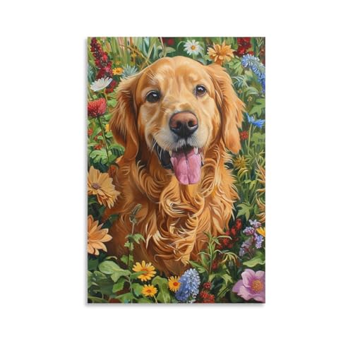 Cuadro en lienzo de perro lindo para decoracion dormitorio y sala de estar moderna