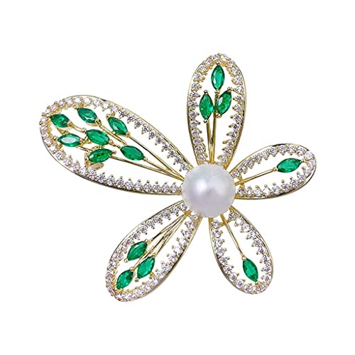 Broche vert fleur de diamant vintage pour personnaliser vos manteaux au quotidien