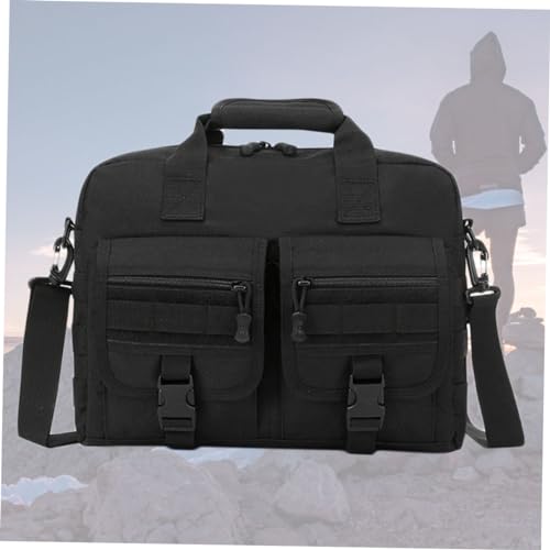 Bolso de hombro para hombre de nylon negro sencillo miniatura 5