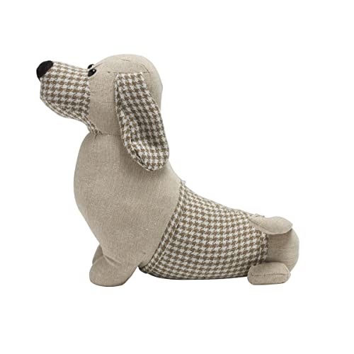 Elements 12.6X4.72X8.27 Inch Brown Plaid Dachshund Weighted Fabric Door Stopper #TOP5