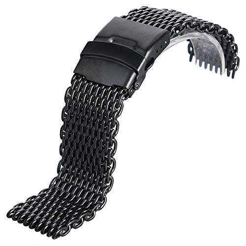 Bracelet sport en maille d'acier noir pour montre connectée et classique