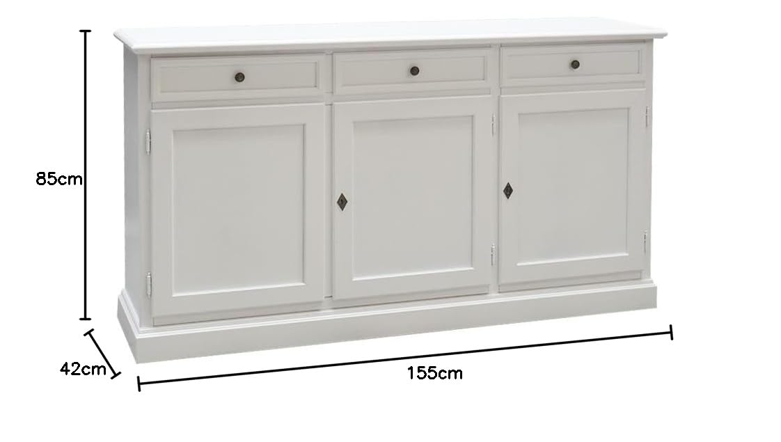 Vicentini arreda CREDENZA MADIA IN LEGNO NOCE ARTE POVERA, CILIEGIO, BIANCO, ANTICATO (bianco)