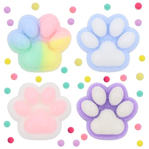 Juego de 4 piezas Juguetes Rebote Lento de Garras Gato, Juguetes de apretón de pies Rosas de Gato, Taba Squishy, 10 Bolas Divertidas,Juguetes de descompresión,adecuados para niños,Adolescentes,Adultos